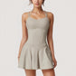 Strappy Athletic Dress with Built-In Shorts and Side Pocket Supportive Fit Stretch Fabric