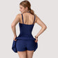 Strappy Athletic Dress with Built-In Shorts and Side Pocket Supportive Fit Stretch Fabric