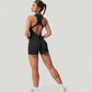 Sleeveless Zip Front Active Romper with High Neck and Fitted Stretch Fabric