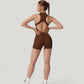 Sleeveless Zip Front Active Romper with High Neck and Fitted Stretch Fabric