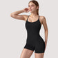 Strappy Activewear Romper with Fitted Bodice and Stretch Fabric for Flexible Movement