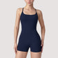 Strappy Activewear Romper with Fitted Bodice and Stretch Fabric for Flexible Movement