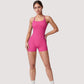 Strappy Activewear Romper with Fitted Bodice and Stretch Fabric for Flexible Movement