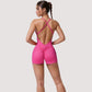 Strappy Activewear Romper with Fitted Bodice and Stretch Fabric for Flexible Movement