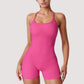 Strappy Activewear Romper with Fitted Bodice and Stretch Fabric for Flexible Movement