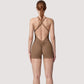 Strappy Activewear Romper with Fitted Bodice and Stretch Fabric for Flexible Movement