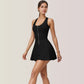 Activewear Romper with Skirt Overlay and Built-In Shorts Design