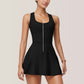 Activewear Romper with Skirt Overlay and Built-In Shorts Design