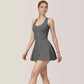 Activewear Romper with Skirt Overlay and Built-In Shorts Design