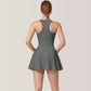 Activewear Romper with Skirt Overlay and Built-In Shorts Design
