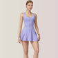 Activewear Romper with Skirt Overlay and Built-In Shorts Design