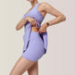 Activewear Romper with Skirt Overlay and Built-In Shorts Design