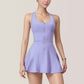 Activewear Romper with Skirt Overlay and Built-In Shorts Design