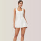Activewear Romper with Skirt Overlay and Built-In Shorts Design