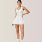 Activewear Romper with Skirt Overlay and Built-In Shorts Design