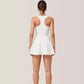 Activewear Romper with Skirt Overlay and Built-In Shorts Design