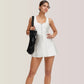 Activewear Romper with Skirt Overlay and Built-In Shorts Design