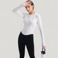 Long Sleeve Pullover Hoodie Top with Half Zip Front and Thumbhole Cuffs