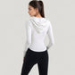 Long Sleeve Pullover Hoodie Top with Half Zip Front and Thumbhole Cuffs
