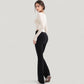 Long Sleeve Pullover Top with Deep Scoop Neck and Fitted Stretch Design
