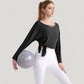 Long Sleeve Pullover Top with Cutout Scoop Neck and Side Slit Hem