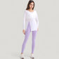Long Sleeve Pullover Top with Cutout Scoop Neck and Side Slit Hem