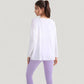 Long Sleeve Pullover Top with Cutout Scoop Neck and Side Slit Hem