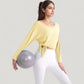 Long Sleeve Pullover Top with Cutout Scoop Neck and Side Slit Hem