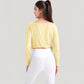 Long Sleeve Pullover Top with Cutout Scoop Neck and Side Slit Hem