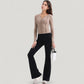 Long Sleeve Fitted Athletic Top with Notch Neckline and Contoured Seams