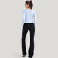 Long Sleeve Fitted Athletic Top with Notch Neckline and Contoured Seams