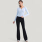 Long Sleeve Fitted Athletic Top with Notch Neckline and Contoured Seams