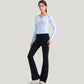 Long Sleeve Fitted Athletic Top with Notch Neckline and Contoured Seams