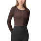 Long Sleeve Cropped Button Front Top with Fitted Stretch Design