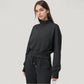 Cropped Zip-Up Jacket with High Collar and Long Sleeves