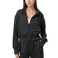 Cropped Zip-Up Jacket with High Collar and Long Sleeves