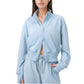 Cropped Zip-Up Jacket with High Collar and Long Sleeves