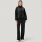 Long Sleeve Half Zip Pullover Top with High Collar and Relaxed Fit