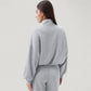 Long Sleeve Half Zip Pullover Top with High Collar and Relaxed Fit