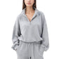 Long Sleeve Half Zip Pullover Top with High Collar and Relaxed Fit
