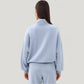 Long Sleeve Half Zip Pullover Top with High Collar and Relaxed Fit
