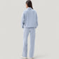 Long Sleeve Half Zip Pullover Top with High Collar and Relaxed Fit