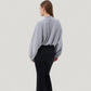 Long Sleeve Woven Lounge Top with Half Zip Front, Elastic Hem, and Relaxed Draped Fit