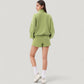 Long Sleeve Woven Half Zip Pullover Top with Stand Collar and Elastic Cuffs