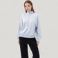 Long Sleeve Woven Half Zip Pullover Top with Stand Collar and Elastic Cuffs