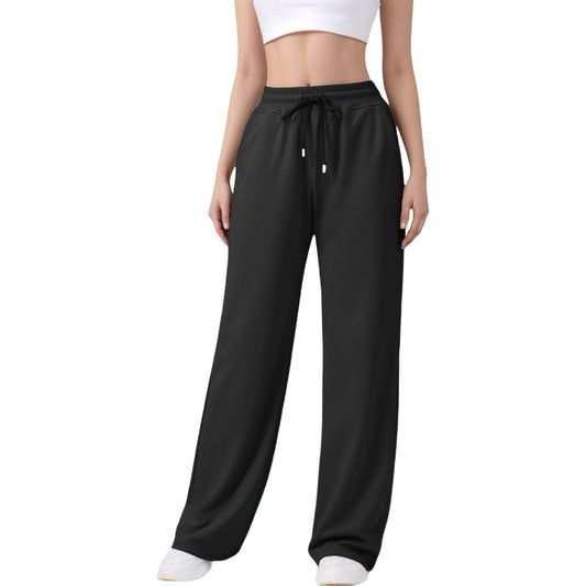 Wide Leg Lounge Pants with Elastic Waistband and Adjustable Drawstring Closure