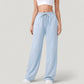 Wide Leg Lounge Pants with Elastic Waistband and Adjustable Drawstring Closure