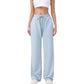 Wide Leg Lounge Pants with Elastic Waistband and Adjustable Drawstring Closure