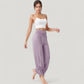 Wide Leg Lounge Pants with Fold Over Waistband and Adjustable Drawstring Hem