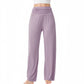 Wide Leg Lounge Pants with Fold Over Waistband and Adjustable Drawstring Hem